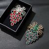 Rhinestone Large Grapes Brooches For Women Vintage Fashion Fruit Pin Colorful Party Accessories Winter Coat Jewelry