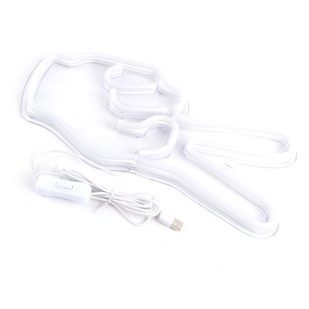 Neon Sign Light Innovative Victory Gesture Decorative Lamp USB Powered for Bedroom Cabinet Shelf