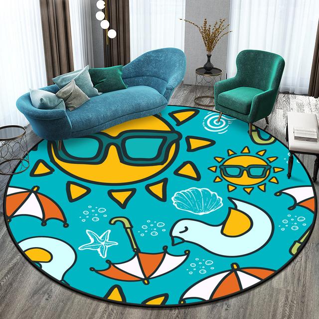 Cute Cartoon Pattern Round Carpet Floormat Living Room Carpet In Children 'S Crawl Play Area Washroom Floor Mat Area Rug Door Mat
