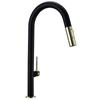 Kitchen Mixer Sink Tap Hot Cold Water Brushed Chrome and Black Stainless Steel 360 Degree Rotation Pull Out Brass Faucet