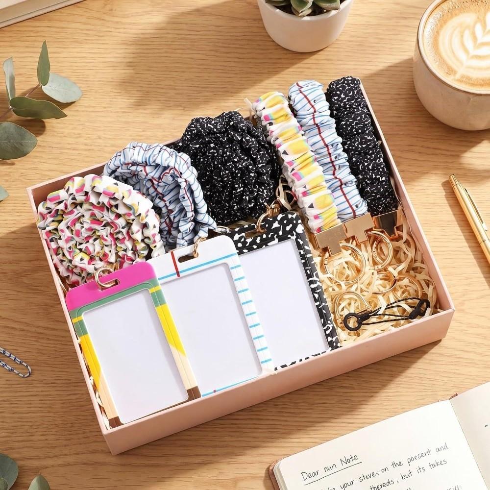 1 Set Safety Breakaway Buckle ID Badge Lanyard Adjustable Elastic Material Waterproof ID Card Holders Retractable Lanyard Set