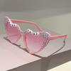 Fashion Candy Color Shades with Crystal Shiny Retro Rimless Star Women Ins Brand Design Sunglasses Chic Beach Sun Glasses