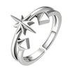 Adjustable Open Ring Men Women Star Geometric Design Vintage Copper Jewelry With Four-Point Motif