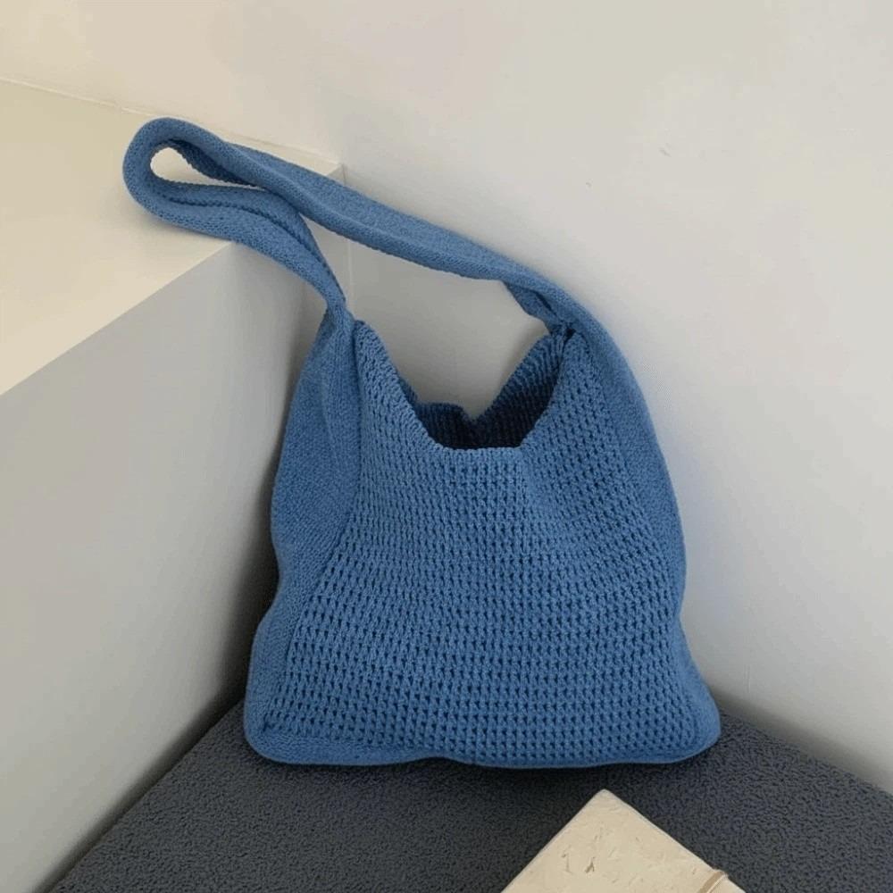 Sweet Crochet Shoulder Bag Large Capacity Seaside Vacation Handbag Knitted Tote Bag  Female
