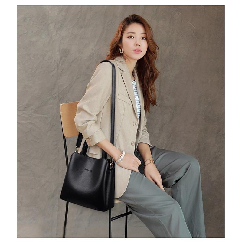 Bolsa de ombro de couro sintético genuíno de luxo, bolsa de mão de cor sólida para mulheres, bolsa de mensageiro feminina