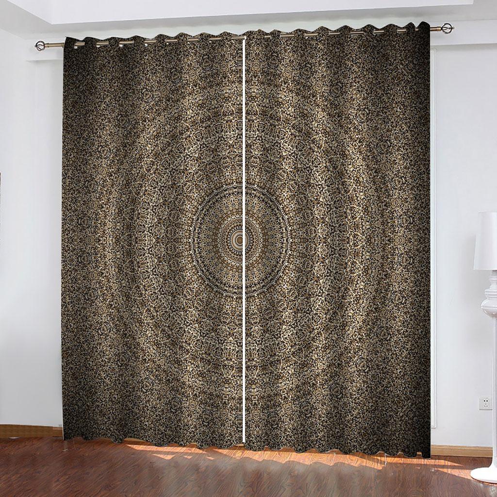 Ethnische Kunst Blume Digitaldruck 3D Muster Schattenvorhänge 2 Paneele Luxus Klassisch Wohnzimmer Schlafzimmer Fensterdekor Vorhänge