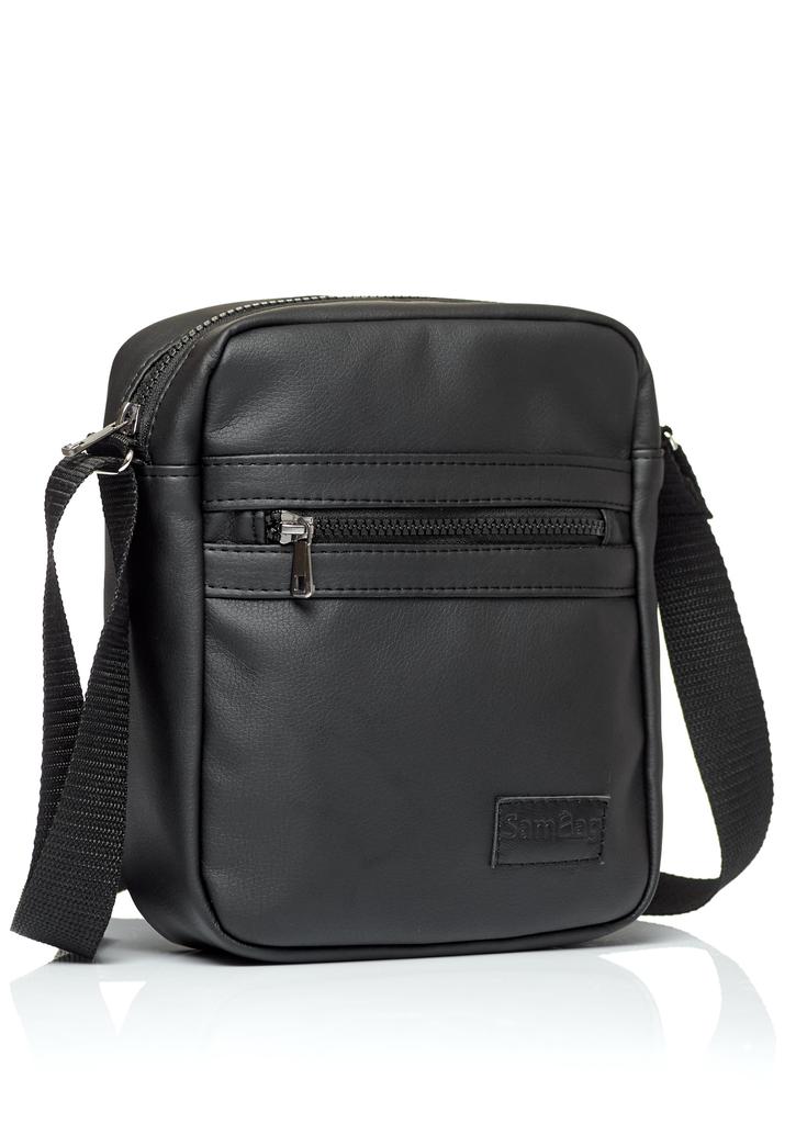 Messenger Bag with Eco-leather Sambag Makros Black