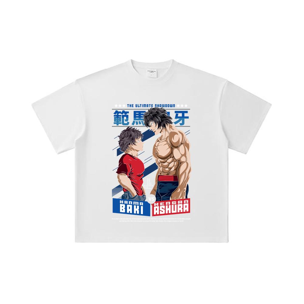 260 GSM Double Yarn 32 Count 100% Cotton Baki V2 Baki Ashura Print Unisex Heavy Cotton T Shirt