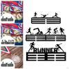 Hanger Awards Ribbon Display Metal for Sports Race Runner Gymnastics Plaques Black Medal Stand Shelf