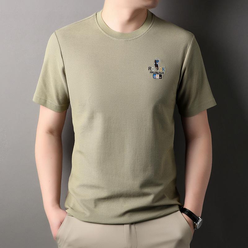 

Летняя мужская футболка с короткими рукавами и круглым вырезом, полунарукавная повязка с вышивкой, деловая классная облегающая свободная нижняя рубашка для среднего возраста