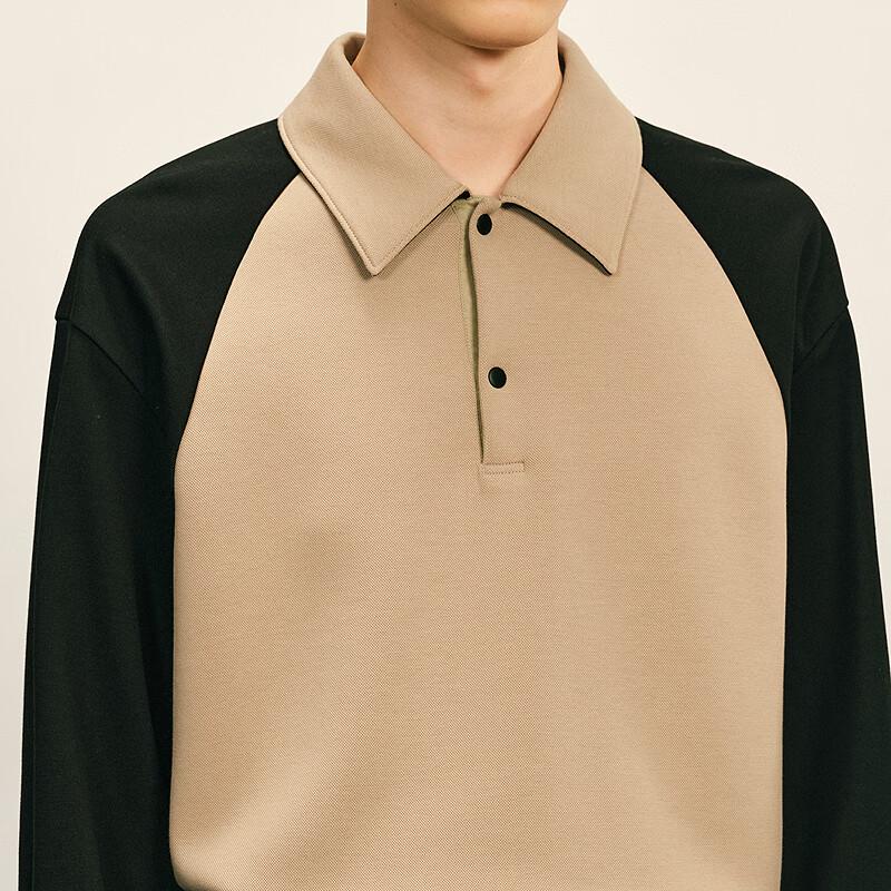 Men's H-Type Polo Collar Long Sleeve Pullover Sweatshirt