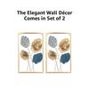 Gold Metal Wall Art Decor for Living Room | Elegant Iron Wall Hanging |  Wall Hanging | Wall Décor | Easy Installation | 42 x 28 cm Each | Set of 2