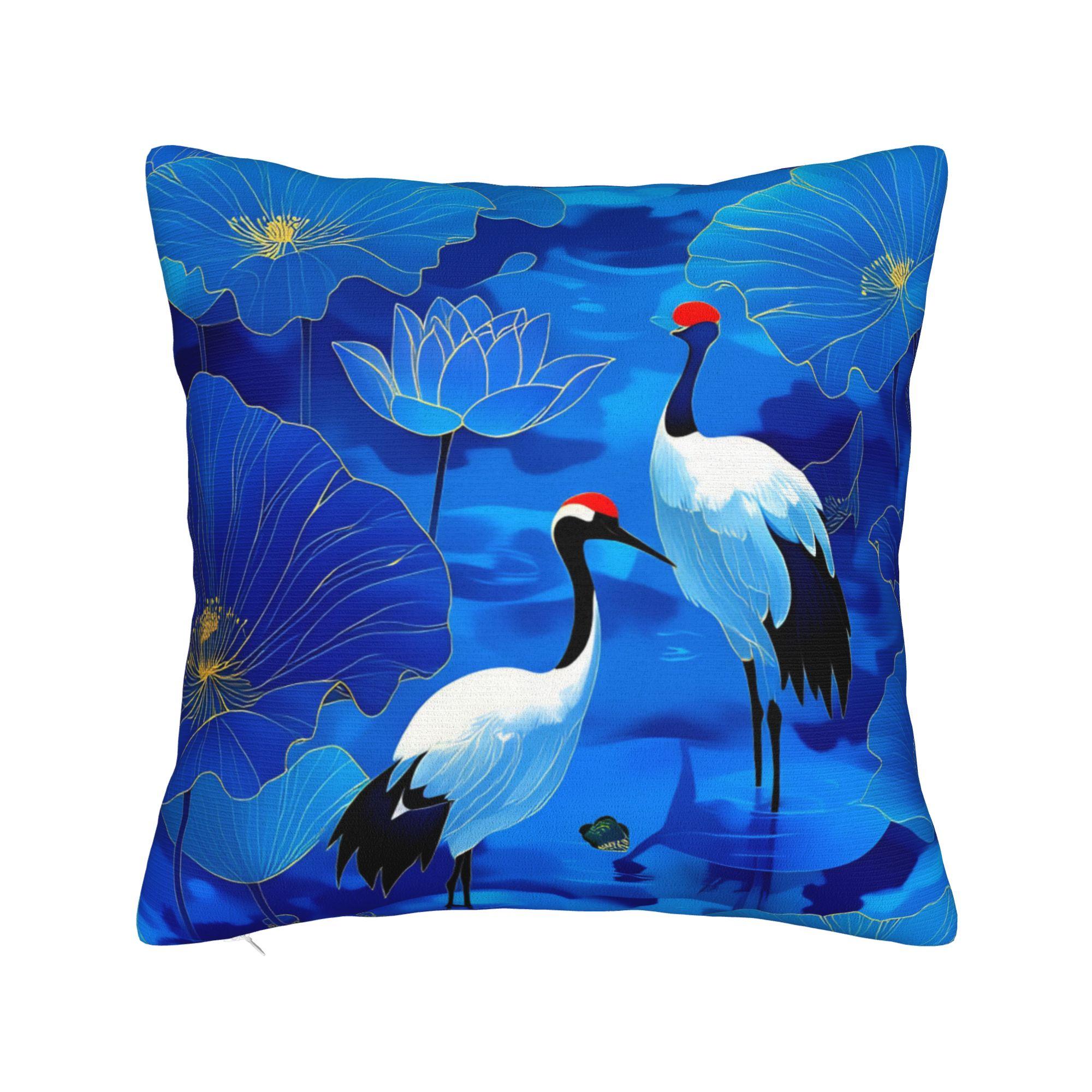 Fine Glasses Unisex Chinese Style Crane Pillow Case Design Pillow Cover Retro Trendy Pillowcases For Sofa Home Decoration