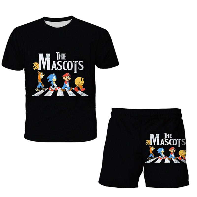 Dětské oblečení Sportovní oblečení pro miminka Dívky Chlapci Ccrash Bandicoot Mobile Print 3D trička 2ks Sady Děti Miminko 1 až 14 let