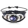 Cross-Border Hot-Selling Beaded 12 Zodiac Leather Bracelets, Popular Couple Gifts, Luminous Twelve Zodiac Starry Sky Bracelets