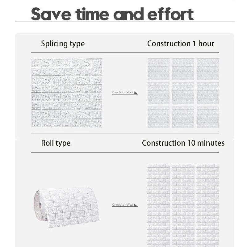 70cm*1m Modern Home 3D Brick Pattern Wall Sticker DIY Self-Adhesive Panel Waterproof Living RoomDecor Wallpaper Home Decoration