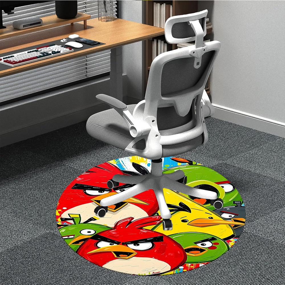 

1pc Angry Birds Office Round Area Rug, Under Office Chairs Bedroom Living Room Home Decor, Room Decoa1016153 80cm by 80cm