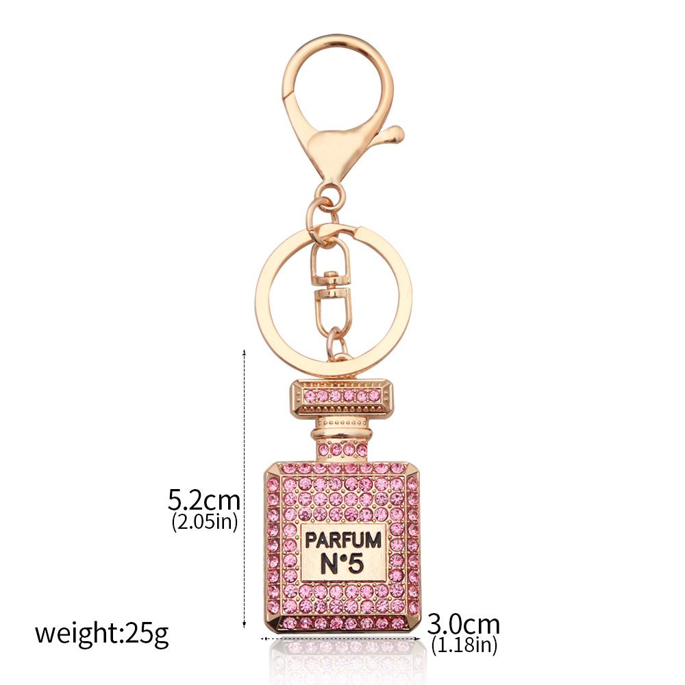 Fashion Creative Rhinestone Butterfly Perfume Keychain Hip Hop Cuban Necklace No. 5 Pendant for Women Elegant Holiday Jewelry
