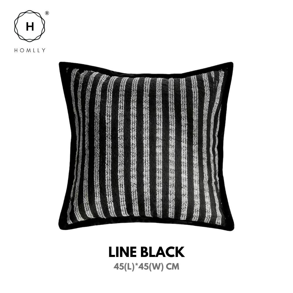 Homlly Malone Decorative Pillow Cushion Covers LINE BLACK 45X45CM