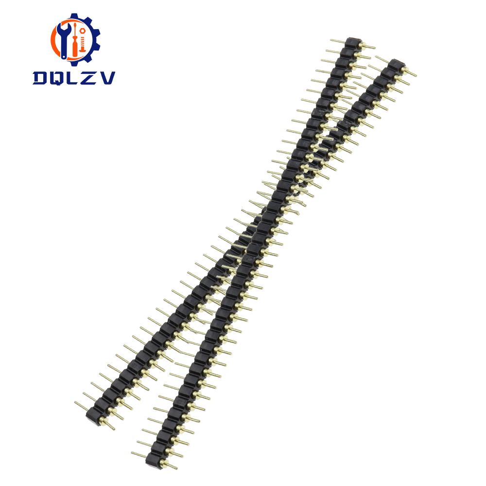 5PCS 1*40Pin 2.54MM Pitch Single Row Female/Male SMD Straight Needle Round Hole Pin Header Copper Foot Gold-Plated