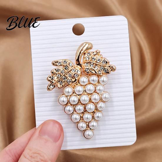 Long-lasting Brooch Grape Design with Imitation Pearls And Rhinestones Strong