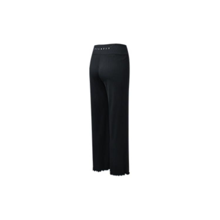 Fila SS23 Solid Color Logo Basic Simple High Waist Sports Wide Leg Long Pants Women Pants Deep-Black A11W321614F-BK