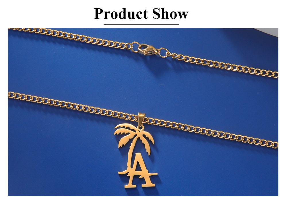 Cazador Coconut Tree Pendant Necklaces for Men Women Jewelry Stainless Steel Letter A Neck Chain Necklace Wedding Gift Wholesale