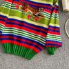 Autumn Winter Women O-neck Luxury Embroidery Tiger Striped Designer Runway Knitted Sweater Christmas Pullover Tops
