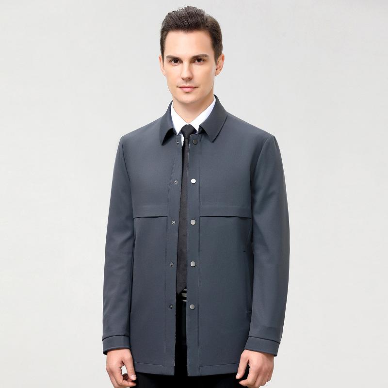 

Весна и осень новый стиль ветровка с лацканами мужская средней длины против морщин административный кадровый папина одежда деловой повседневный пиджак 195