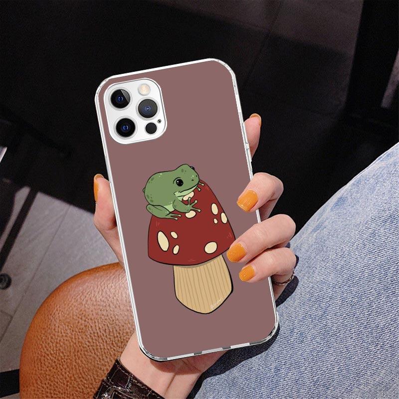 Cottagecore Frog Mushroom Kawaii Phone Case For iPhone 17 Air 16 Pro Max 16E 15 + 14 Plus 11 12 13 Mini 7 8 SE Gift Print Cover