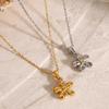 European and American stainless steel flower pendant necklace ins collarbone chain titanium steel neck chain item