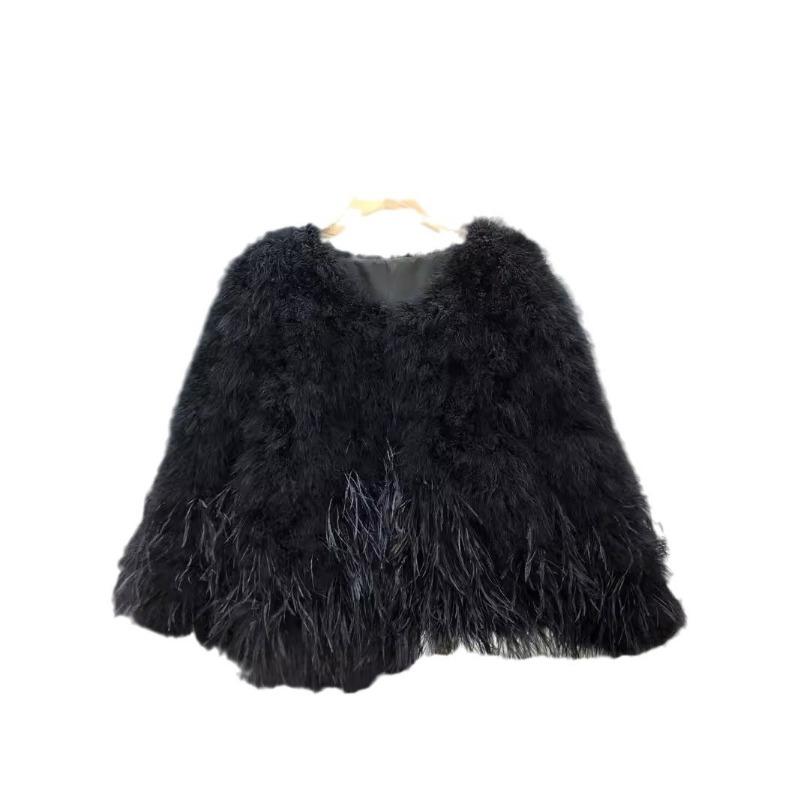 Ostrich fur turkey fur coat women's fur top short winter cotton winter