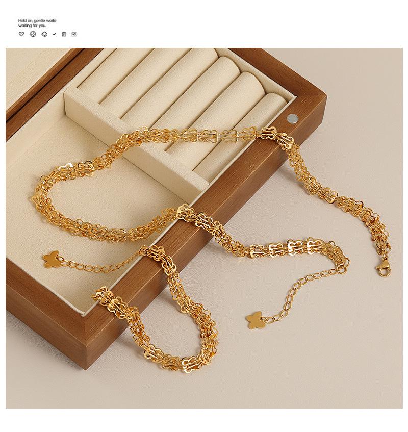 European & American Ins-Style High-End Light Luxury Butterfly Necklace & Titanium Steel Bracelet Set