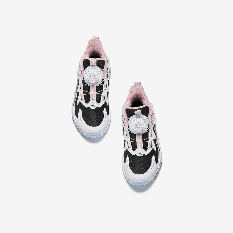 Anta Kids Summit 4.0 Synthetic Leather Fabric Thickened Warm Non-Slip Durable Low-Top Casual Shoes Kids casual shoes Black White Gray 322449978-3
