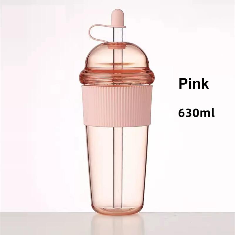 630ML Reusable Boba Straw Cups with Lids Portable Large Capacity Coffee Milk Tea Water Cups For Iced Coffee Juice Cold Beverage