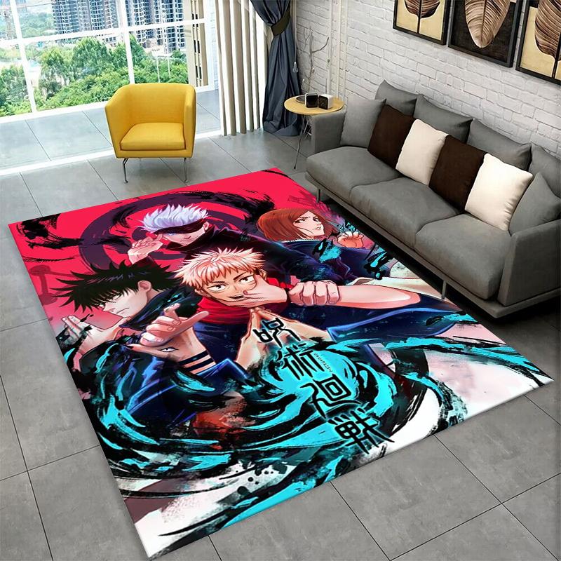 Cartoon Jujutsu Kaisen Anime Itadori Yuj Teppich für Spielzimmer Schlafzimmer Wohnzimmer Sofa Heimdekoration, rutschfeste Bodenmatte für Kinder