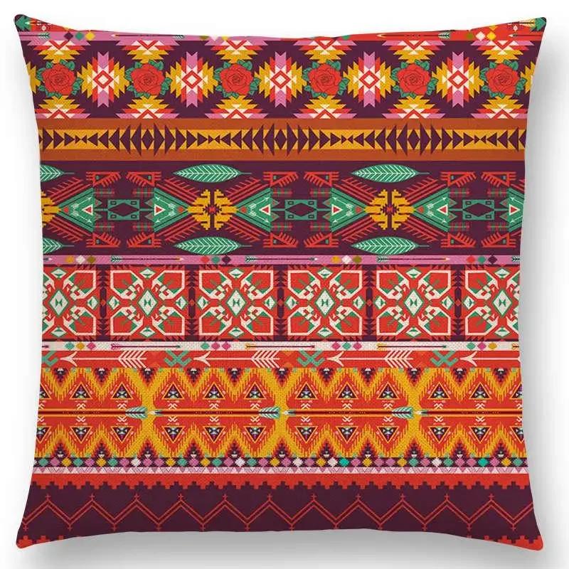 Colorful Seamless Aztec Decorative Prints Sofa Throw Pillow Case Fancy Abstract Geometric Vector Pattern Tribal Cushion Cover