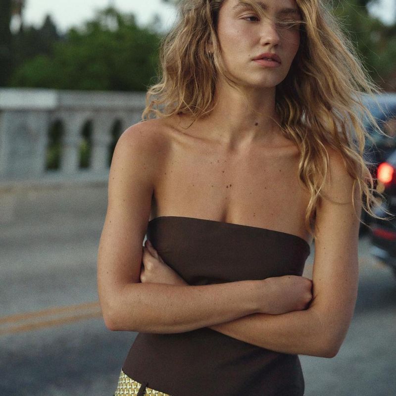 Za Autumn New Arrivals Women's Clothing Zr European and American Style Fashionable Straight Tie Belt Tube Top 4661130