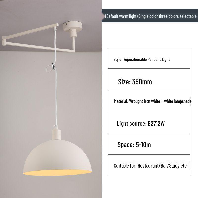 Nordic Creative Rocker Arm Pendant Light - Rotatable Walnut for Study, Kitchen, Bar.