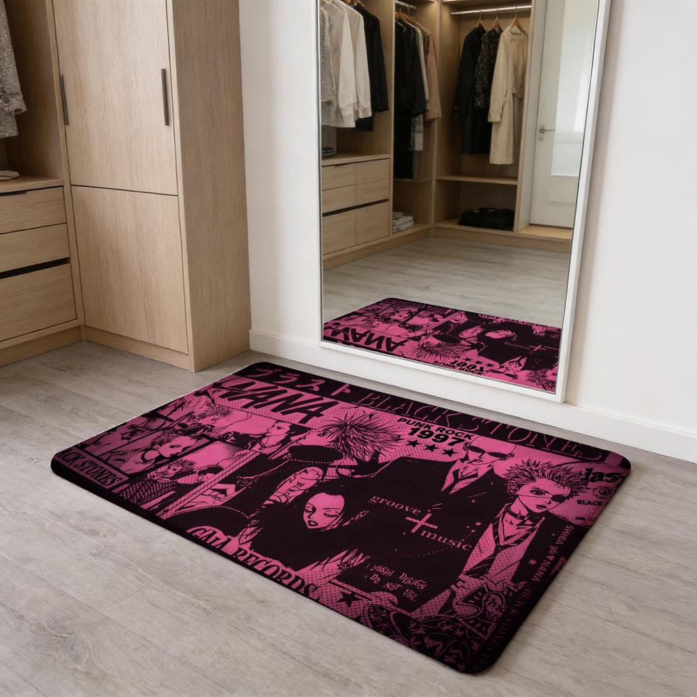 Anime Vintage N-Nana Floor Mat Flannel Door Mat Non-Slip Absorbent Washable Indoor Home Rug