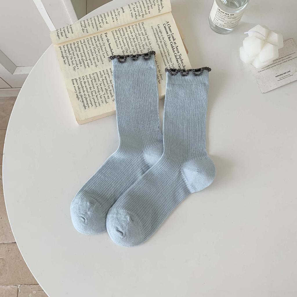 Boneless Socks Summer Thin Mesh Breathable Stacking Socks Wooden Ear Edge Medium Tube Socks Loose Lace Confinement Socks Women