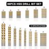 99 Pcs Drill Bit Set, 135° Tip Titanium Coated High Speed Steel, Twist Drill Bit Kit for Iron, Aluminum Alloy, Copper, Wood, Plastic, with Hard