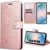 Case for Samsung Galaxy S26 Ultra, Anti-Scratch Protection Synthetic Leather Pink Butterfly Pattern