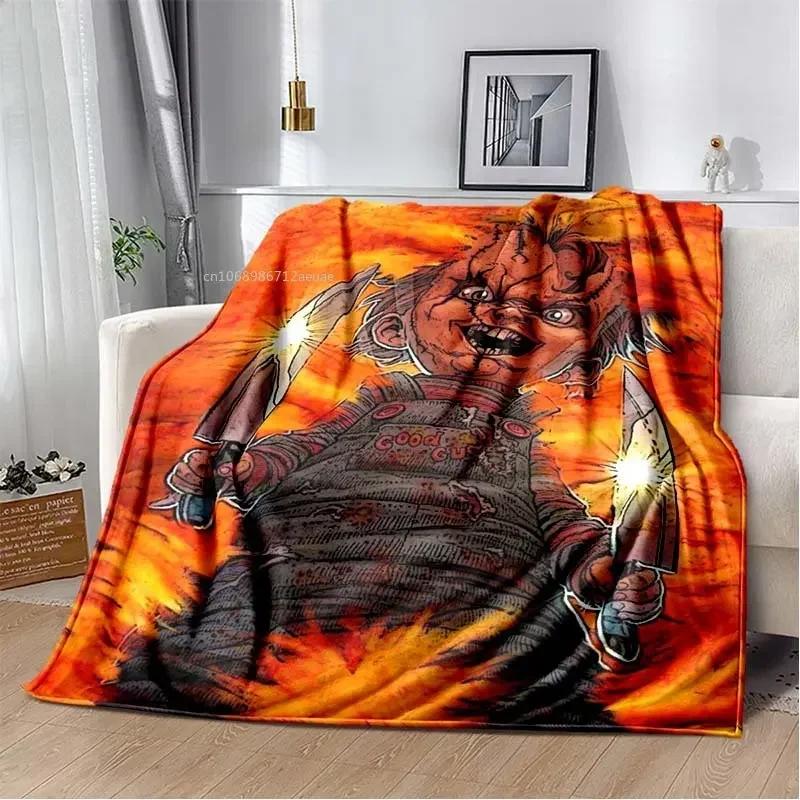 Child of Play Chucky Blanket Horror Movie Character Fleece Wearable Throw for Bed Home Decor Kids Adults