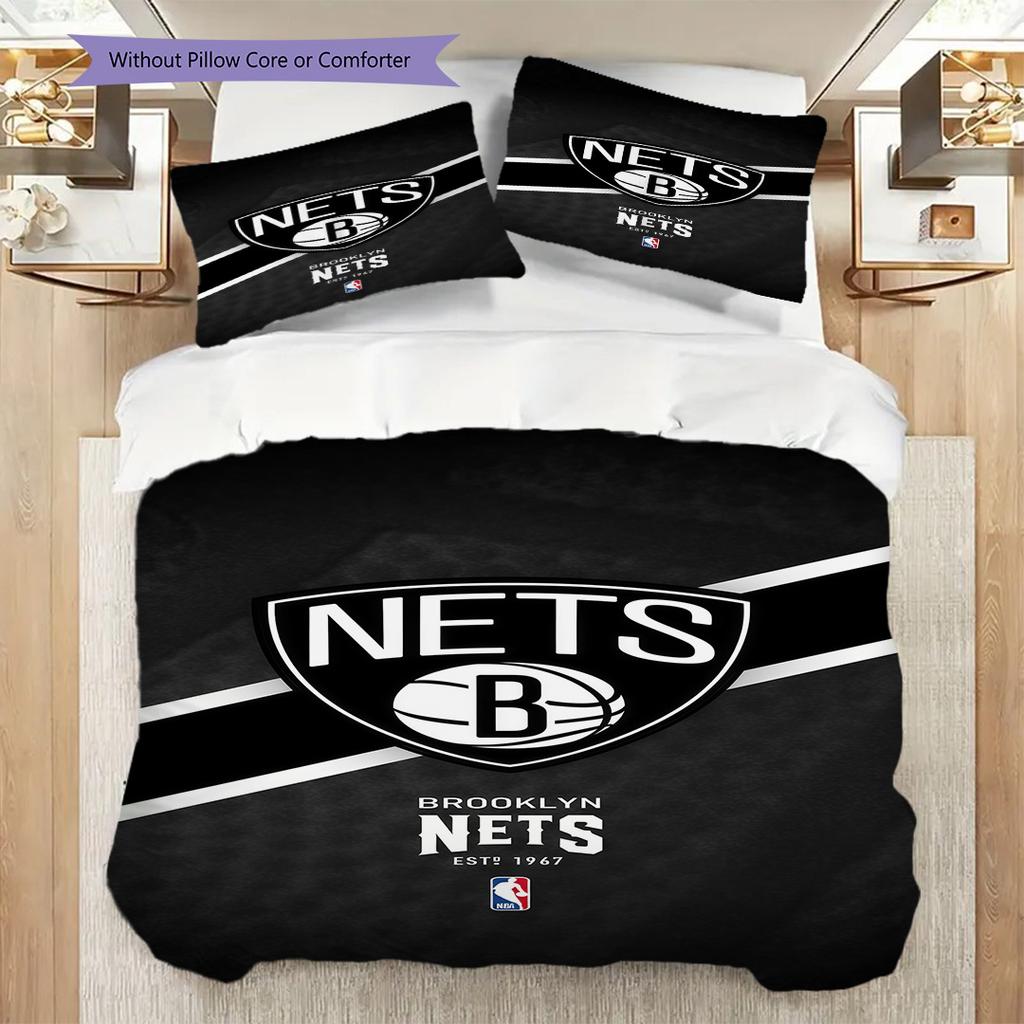 Brooklyn Nets Basketball Spirit Bedding(1 * duvet cover + 2 * pillowcase, without core)Duvet cover and pillowcase Christmas birthday gift Bedding set