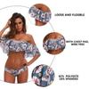 Sexy schulterfreier Bikini mit Rüschenkanten und floralen Akzenten Hochwertiges Polyester-Material