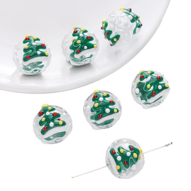 1pc/bag Christmas Series Glazed Colored Hand-Painted Beads DIY Bracelet Necklace Earrings Jewelry Accessories