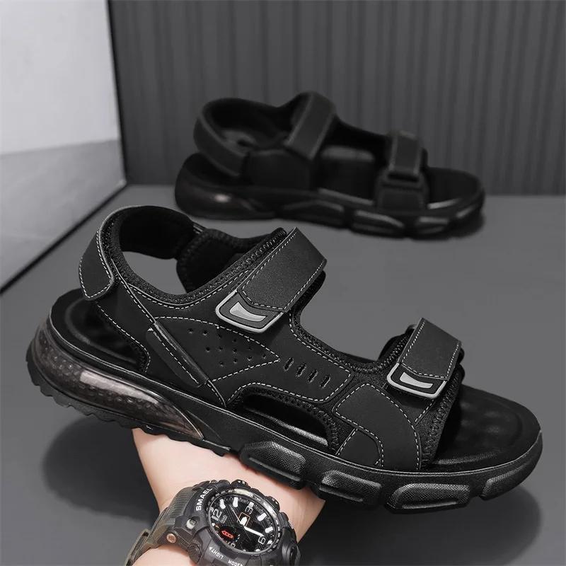 Men's Sports Sandals Summer New Outdoor Breathable Wear-resistant Soft Soled Beach Shoes Comfortable Lightweight Roman Shoes