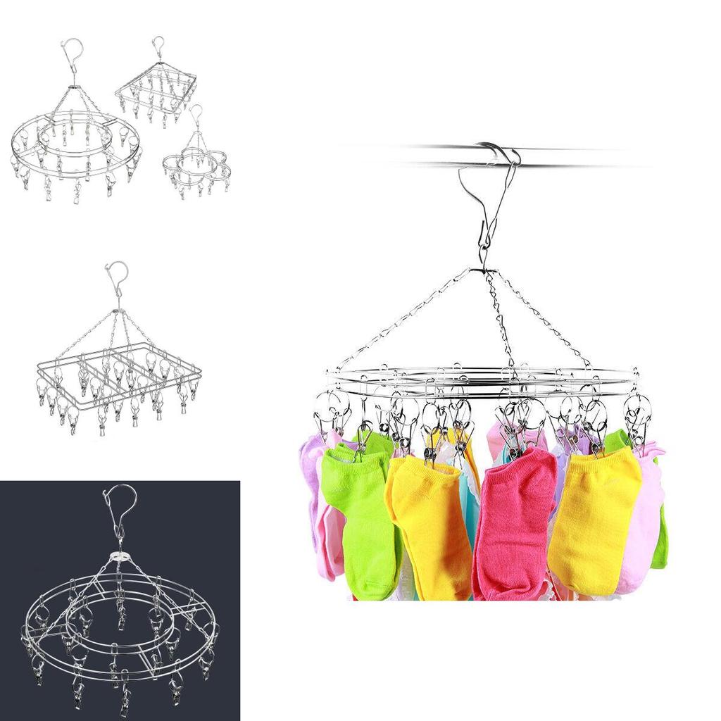 Heavy Duty Stainless Steel Socks Hanger With Non Expandable Clamps For Indoor Or Outdoor