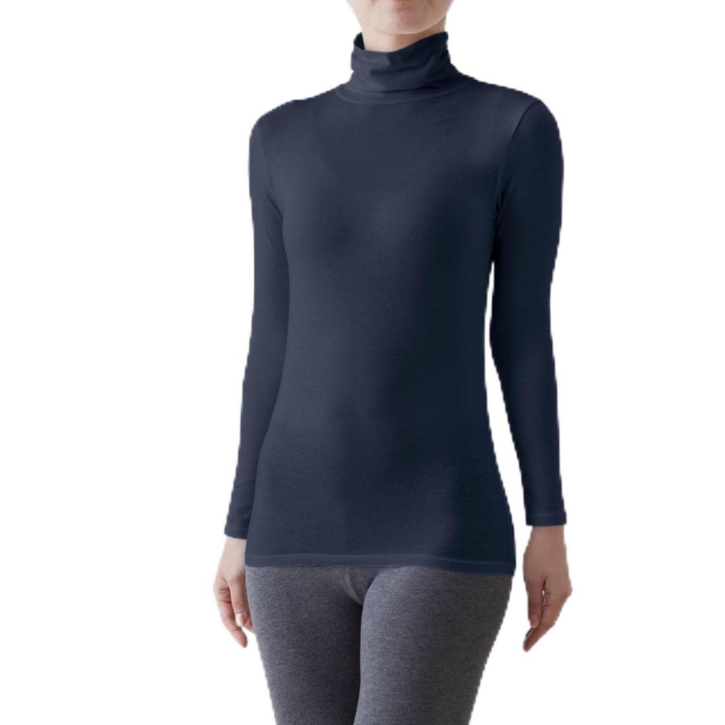 Belle Maison Long Sleeve Cotton Blend Turtleneck Inner Night Size LL Women's Shirt, Hotcot, Navy,